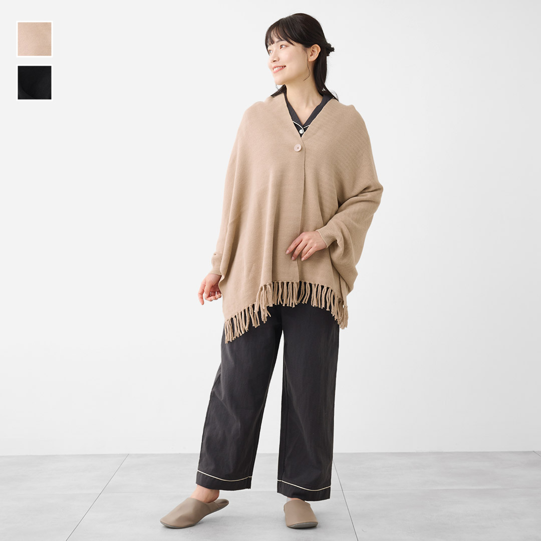 ダイアグラム　2wayポンチョ風ニットコート　リアルファー　ジャガード　36 ダイアグラム 2wayポンチョ風ニットコート リアルファー