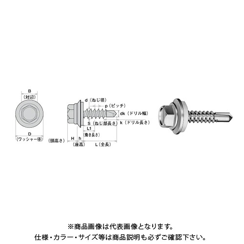 ヤマヒロ SUS410ステンレスヘックス SUS304 AZワッシャー付(6カク) 6X19 スーパーパシペート 250本(小箱) SHJC19AZW|工具屋「まいど!」