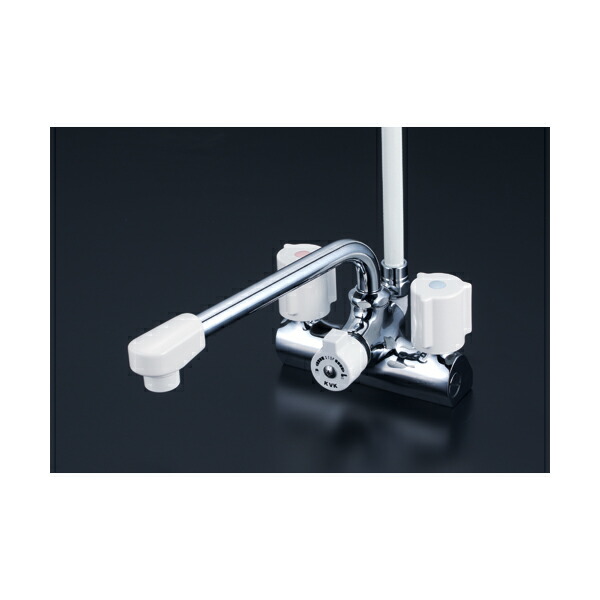 KVK デッキ一時止水付2ハンドルシャワー 220mmパイプ 1.6mシャワーホース KF206N