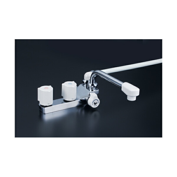 KVK デッキ2ハンドルシャワー 逆止弁付 190mmパイプ 1.6mシャワーホース KF13RGECN｜工具屋「まいど！」