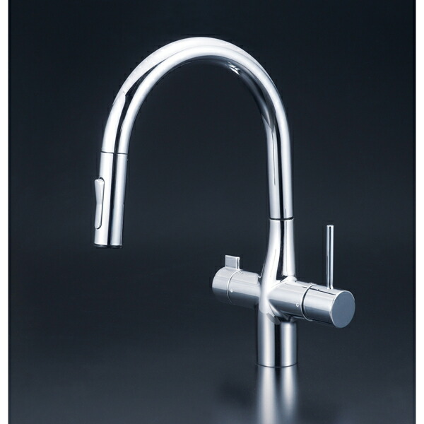 KVK ビルトイン浄水器用 シングルシャワー付混合栓 eレバー 撥水