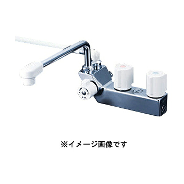 KVK デッキ型一時止水付2ハンドルシャワー (左側シャワー) 300mmパイプ付 寒冷地用 KF207ZNR3