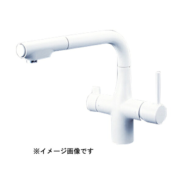 KVK ビルトイン浄水器用シングルシャワー付混合栓 (eレバー) マットホワイト KM6121SCECM4