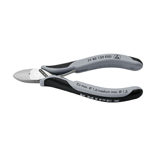 クニペックス KNIPEX 77 82 130 ESD 詳しい用ニッパー 静電気打つ手印字機 130粍 発条付 7782-130ESD