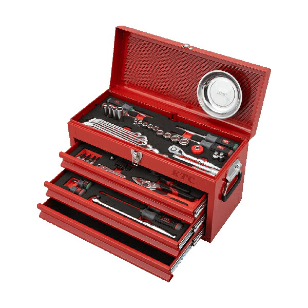 【貨物輸送別途】【直送品】KTC 物の具書き割り チェストタイプ [66点] 赤いこと SK3662XR