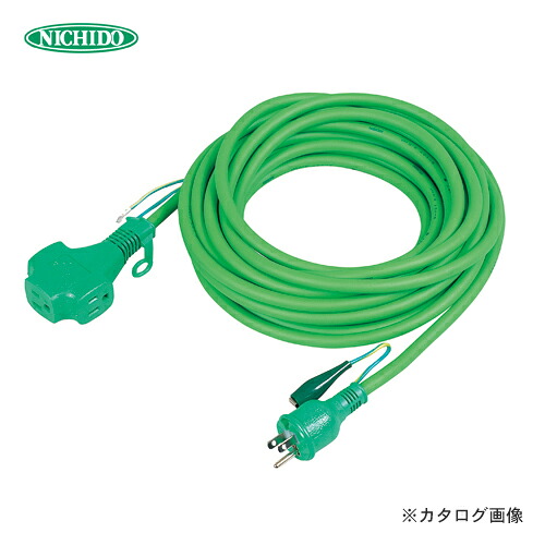 【イチオシ】日動工業 トリプルポッキン アース付 極太ソフト電線延長コード10m 緑色 PPT-10E-G|工具屋「まいど!」