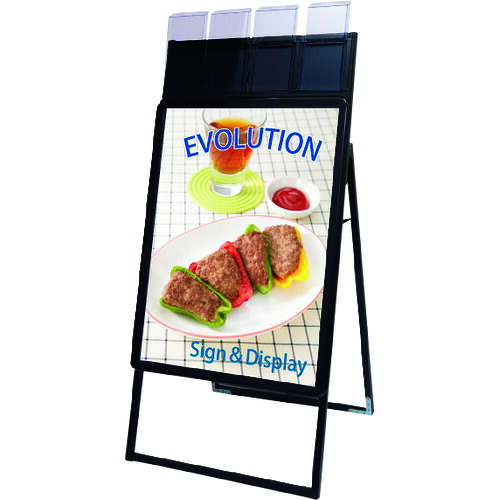 【送料別途】【直送品】TOKISEI ポスターグリップスタンド看板パンフレットケース付(屋外用) B2片面ブラック PGSKPB2KBG