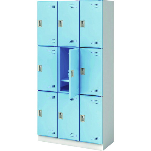 【送料別途】【直送品】アイリスチトセ スクールロッカー 3列3段 9人用 L扉 ブルー JTSL-L-33-NJ-BL