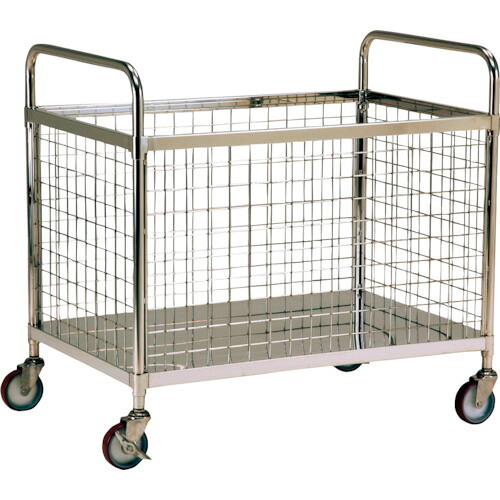 【貨物輸送別途】【直送品】テックサス 金網付手押し車 900X600 スチール写真φ100ウレタン車 MW-9060E