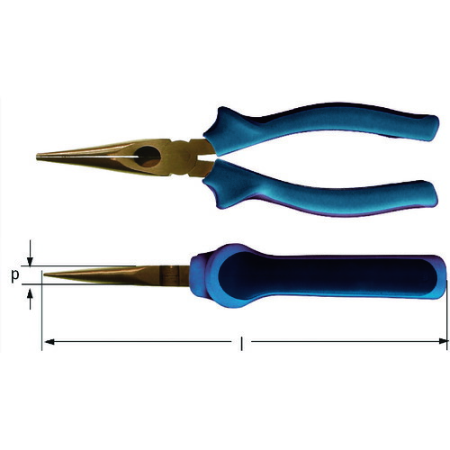 Ampcoスイス 防爆プライヤー ロングノース 切断能力:鉄線1mm、銅線4mm 全長180mm EE1800B