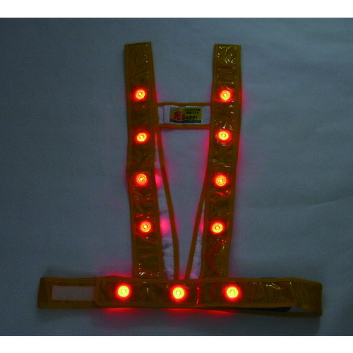 ミズケイ LEDタスキ型安全ベスト「光るんです」＜ゴールド/赤LED＞ 3020001