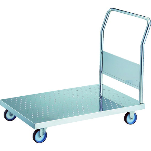 【送料別途】【直送品】TRUSCO オールステンレス製運搬車 エンボス天板台車 (固定ハンドル・ナイロンウレタン車輪) 800×450×850 AS-EM3-100NU