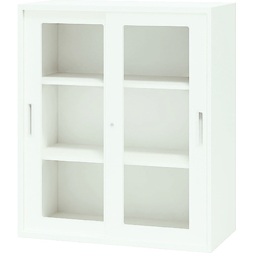 【送料別途】【直送品】ナイキ ガラス引違い書庫(枠付) 900×400×1050 CWS-0911HG-WW