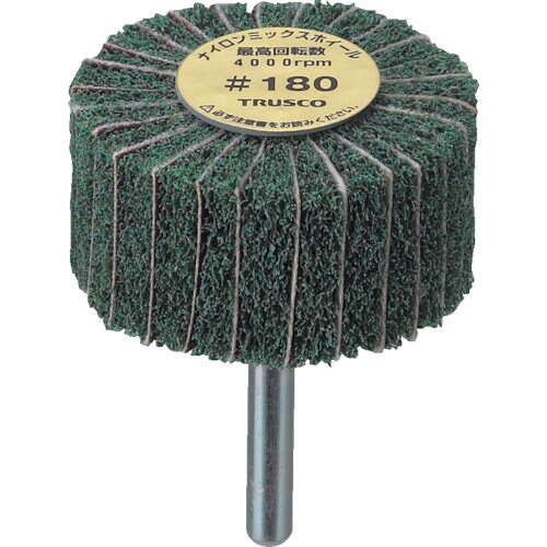 TRUSCO ナイロンミックスホイール 外径80X厚25X軸6 180♯ 5個入 FM8025-180