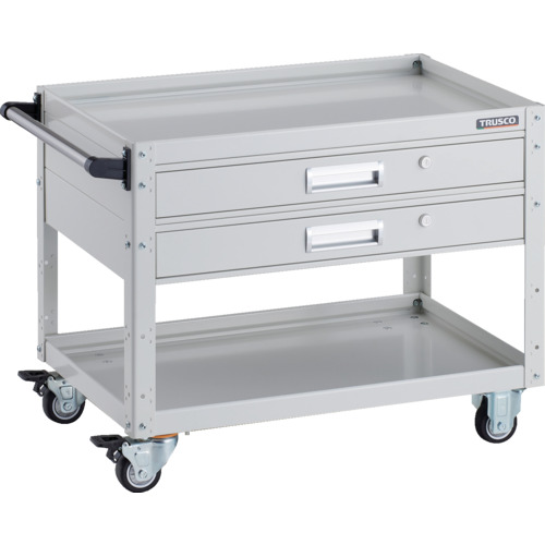 TRUSCO イーグルワゴン 750×500×H600 2段引出付 ウレタン車輪 ホワイト EGW-672V2U-W