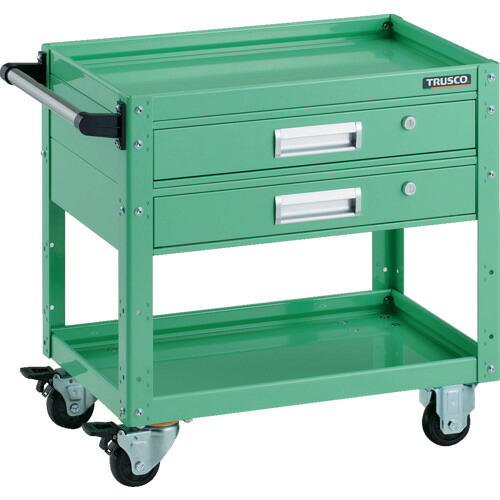 TRUSCO 物の具手押し車 鷲手押し車 600X400XH600 引出付 若い衆緑であること EGW-662V2-YG