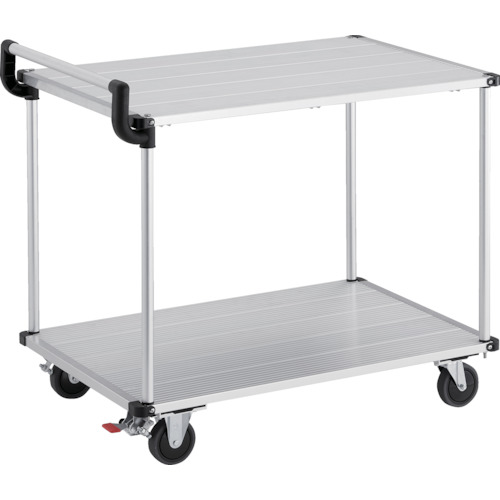 【送料別途】【直送品】TRUSCO アルミ台車 アルパカート 省音 2段式片袖タイプ 900×600mm ストッパー付 AL22-0960S