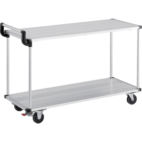 【送料別途】【直送品】TRUSCO アルミ台車 アルパカート 省音 2段式片袖タイプ 1200×480mm ストッパー付 AL22-1248S