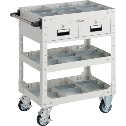 【貨物輸送別途】【直送品】TRUSCO SR型手押し車 600X400XH795 抽き出し・中仕切り板付 W色 SR-FP3-W