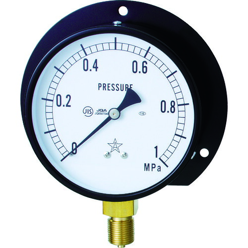 右下 一般圧力計(B枠立型・φ100) 圧力レンジ0～0.10MPa G421-211-M-0.1MP｜工具屋「まいど！」