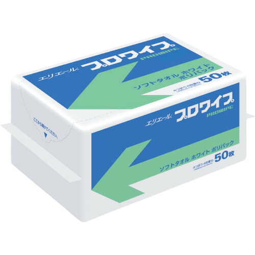【送料別途】【直送品】エリエール プロワイプソフトタオルホワイトポリパック50枚 703145|工具屋「まいど!」