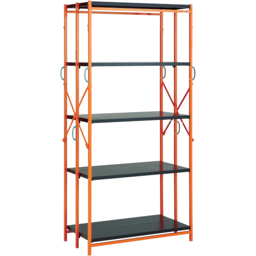 【送料別途】【直送品】TRUSCO ワンタッチラック W915XD450XH1805 5段 黒Xオレンジ TR-6345-BK|工具屋「まいど!」