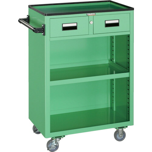 【貨物輸送別途】【直送品】TRUSCO 手道具手押し車 600X400XH880 抽き出し・幕板付 青少年緑であること NTS-403N-YG