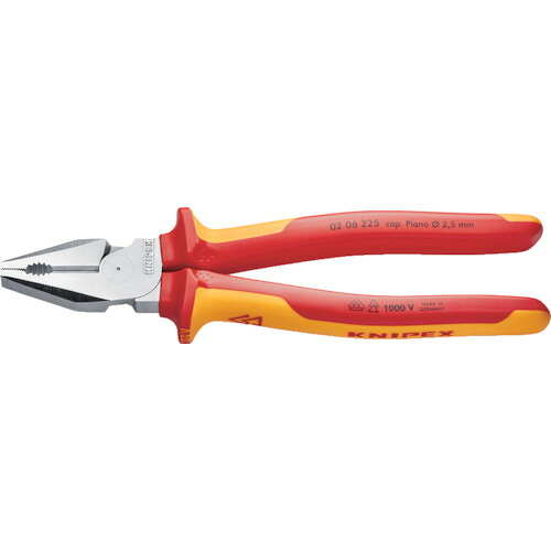 KNIPEX 1000V絶縁強力型ペンチ 225mm 0206-225