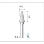 ナカニシ 超硬カッター テーパー先丸(シングルカット) 刃径6mm 刃長12mm 24425