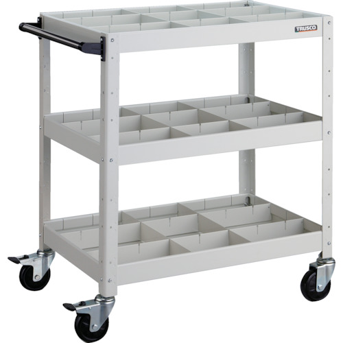 【貨物輸送別途】【直送品】TRUSCO 物の具手押し車 バーディワゴン 750X500XH880 深3段 中仕切り板付 白いこと BDW-973F3S3-W