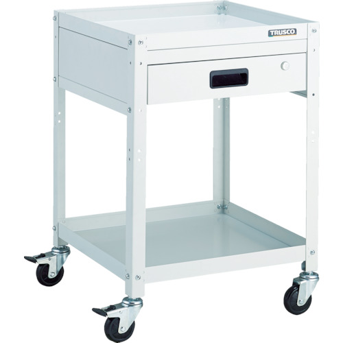 【貨物輸送別途】【直送品】TRUSCO 物の具手押し車 ラビットワゴン 500X500 抽き出し1段付 天然ゴム拷問台 白いこと RBW-752V W