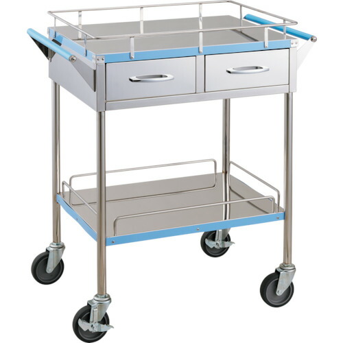 【送料別途】【直送品】TRUSCO ステンレス台車 抗菌SUSカラーラインワゴン 引出付 750X450 ブルー KSCLW-3B-B