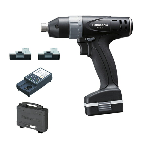 パナソニック Panasonic マルチインパクトドライバー 7.2V 電池2個 充電器 ケース付 ブラック EZ7520F07D-B