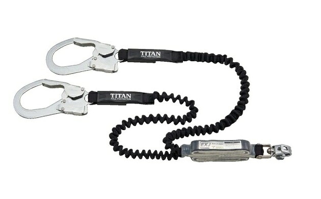 【イチオシ】タイタン 伸縮ストラップ式 ハーネス用ランヤード EXJ ブラック/ブラック HL-EBW|工具屋「まいど!」
