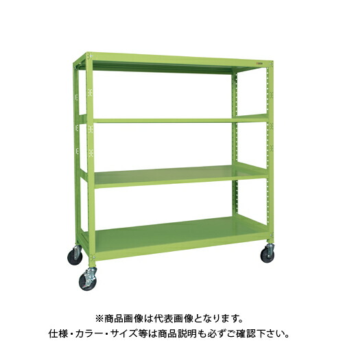 【送料別途】【直送品】サカエ SAKAE キャスターラックRK型(ナイロンウレタン車・4段タイプ) W1800×D750×H1350 グリーン RKCN-8724NU