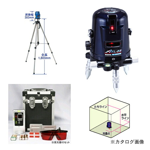 ムラテックKDS オートラインレーザー墨出器(たち・水平・地墨) 受光器・三脚付 ATL-23RSA