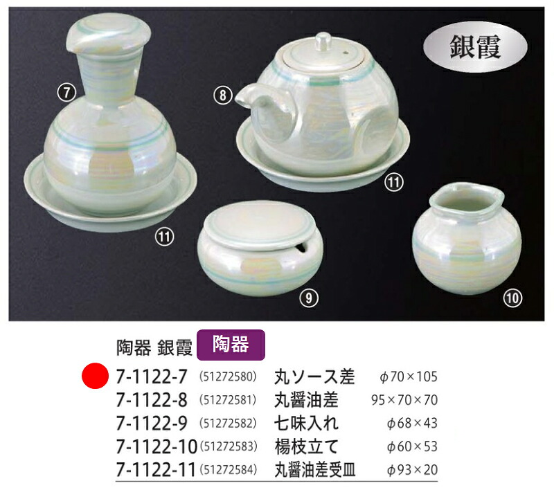 陶器 丸ソース差 銀霞　～和のおもてなし～ 陶器　ソース入れ ソース テーブル 醤油 調味料 容器 入れ カトラリー 卓上 業務用 和食器 器 料理 和食 懐石 食膳 和風 ]。