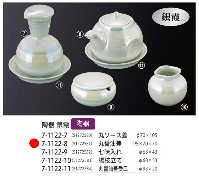 陶器 丸醤油差 銀霞　～和のおもてなし～ 陶器　醤油入れ 醤油 しょうゆ 醤油さし テーブル 調味料 容器 入れ カトラリー 卓上 業務用 和食器 器 料理 和食 懐石 食膳 和風 ]。