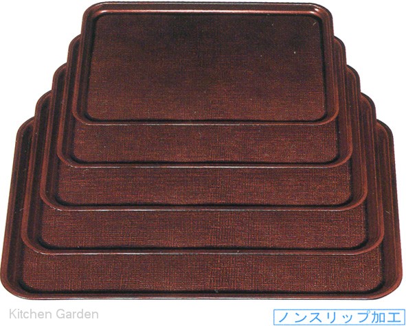 耐熱 木目角盆 茶 SL 尺4寸 (ノンスリップ加工)　～和のおもてなし～ 耐熱 すべり止め 木目 お盆 ノンスリップ 滑り止め 盆 すべらない 業務用 料理 和食 和食器 懐石 食膳 和風 おしゃれ ]。