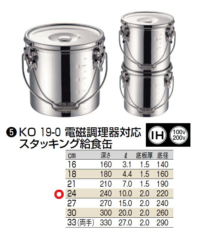 82％以上節約 KO 19-0 角型 給食缶 24cm ad-naturam.fr