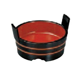 4寸 両手桶 黒帯朱　～和のおもてなし～ 桶 料理桶 手桶 業務用 和食器 器 料理 和食 懐石 食膳 和風 ]。
