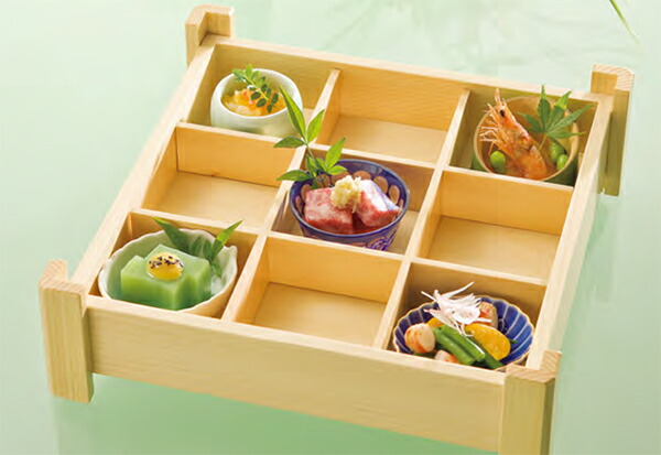 白木 隅足九ツ仕切盛込　～和のおもてなし～ 業務用 料理 和食 和食器 懐石 食膳 和風 ]。 9,513円
