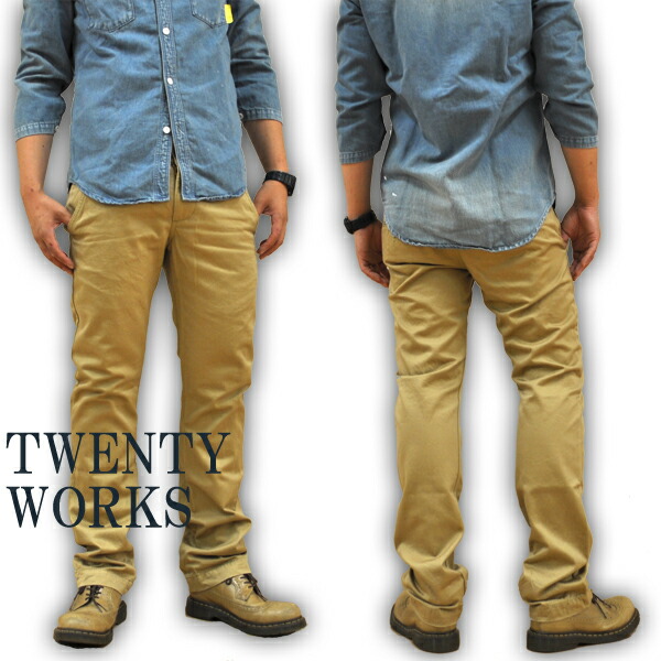 楽天市場 トゥエンティーワークス Twenty Works ローライズ ビンテージ赤耳セルビッチ チノパン カラーパンツ タイトストレート 212 809 45 メンズ ケージーロゼ