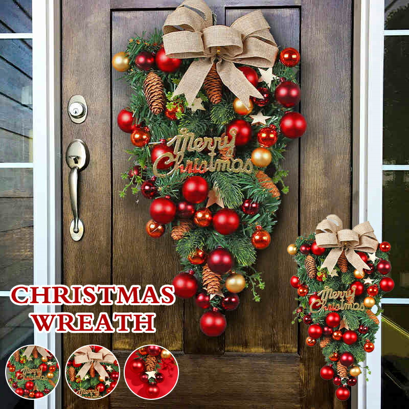 楽天市場】クリスマスリース 玄関 ホーン籐 外に飾れるリース