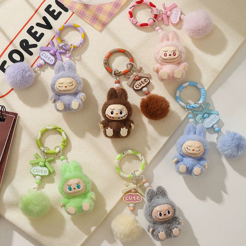 楽天市場】ラブブ風 キーホルダー ストラップ D : CROTECWAGON