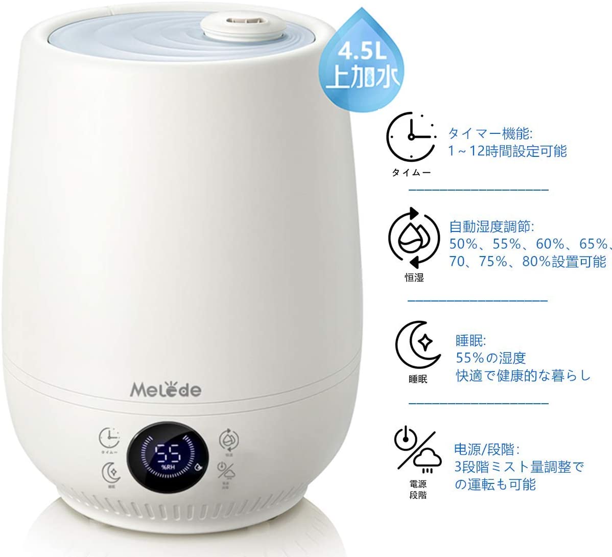 加湿機 上から給水 4 5l 大容量 知能恒湿3段階ミスト量調整 空気清浄 空焚き防止機能 静音 42時間の長時間連続稼働 プレゼント用 乾燥対策 家庭 超音波式 学校 アロマ対応 幼稚園などに適用 オフィス 独創的