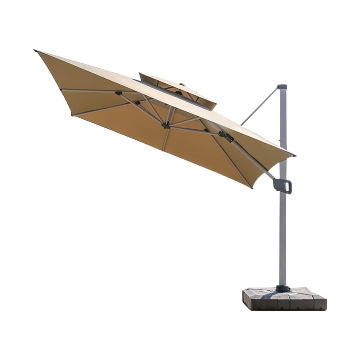 パラソル ガーデンパラソル 風に強い 撥水 UVカット 幅250/300cm 5段階の傾斜角度 チルト機能付/クランク開閉 360°回転可能 200kg水タンクベース付き アウトドア用 折りたたみ ハンギングパラソル 庭 テラス アウトドア ビーチ キャンプ 日傘 家庭での使用 商業利用 自立式