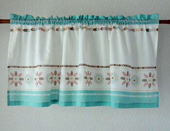Khu Sus Cafe Curtains Floral Folklore Ethnic Chevron Flower