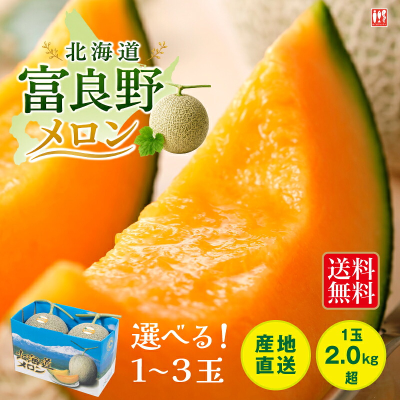 富良野メロン 大玉 2.0kg以上【先行予約 送料無料】選べる数量 北海道 お中元 ギフト 赤肉 特大 贈答用 送料無料 糖度14度以上 完熟 めろん お供え 御中元 フルーツ 果物 誕生日 内祝 出産祝い 2026 甘い 美味しい｜ほくほくキッチン