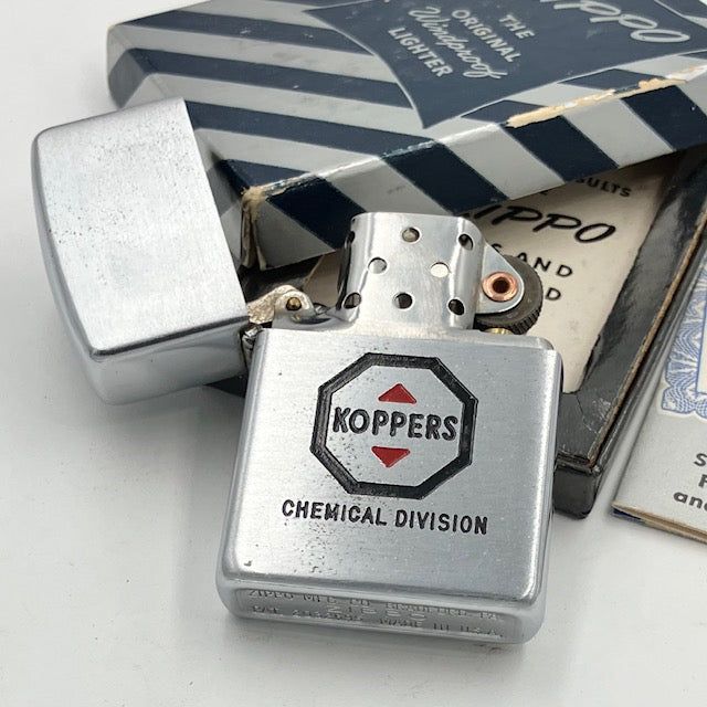 ZIPPO ビンテージ ジッポー 未使用デッドストック スチール製 1951～1953年製 KOPPERS 青箱 インストラクション PAT.2032695 中古 動作確認済み